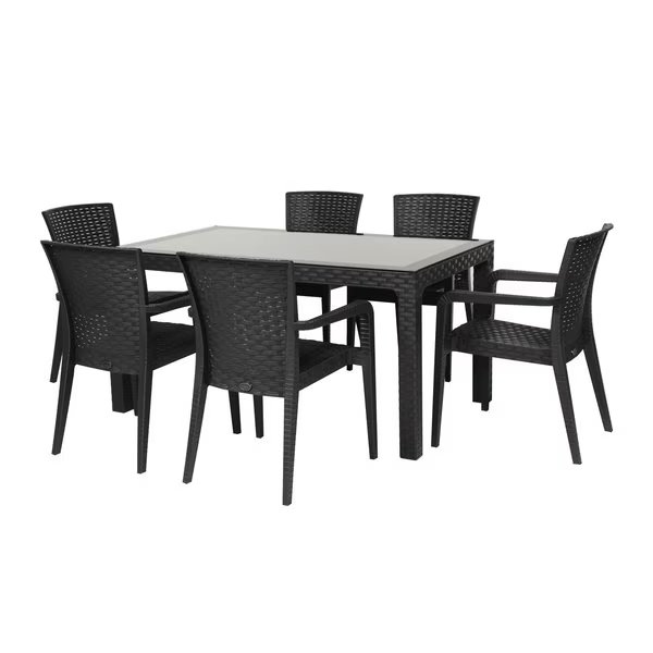 Alberta 7-Piece Dining Set-Anthracite, Rainbow Outdoor, Mfr#: RBO-ALBERTA-ANT-7DA